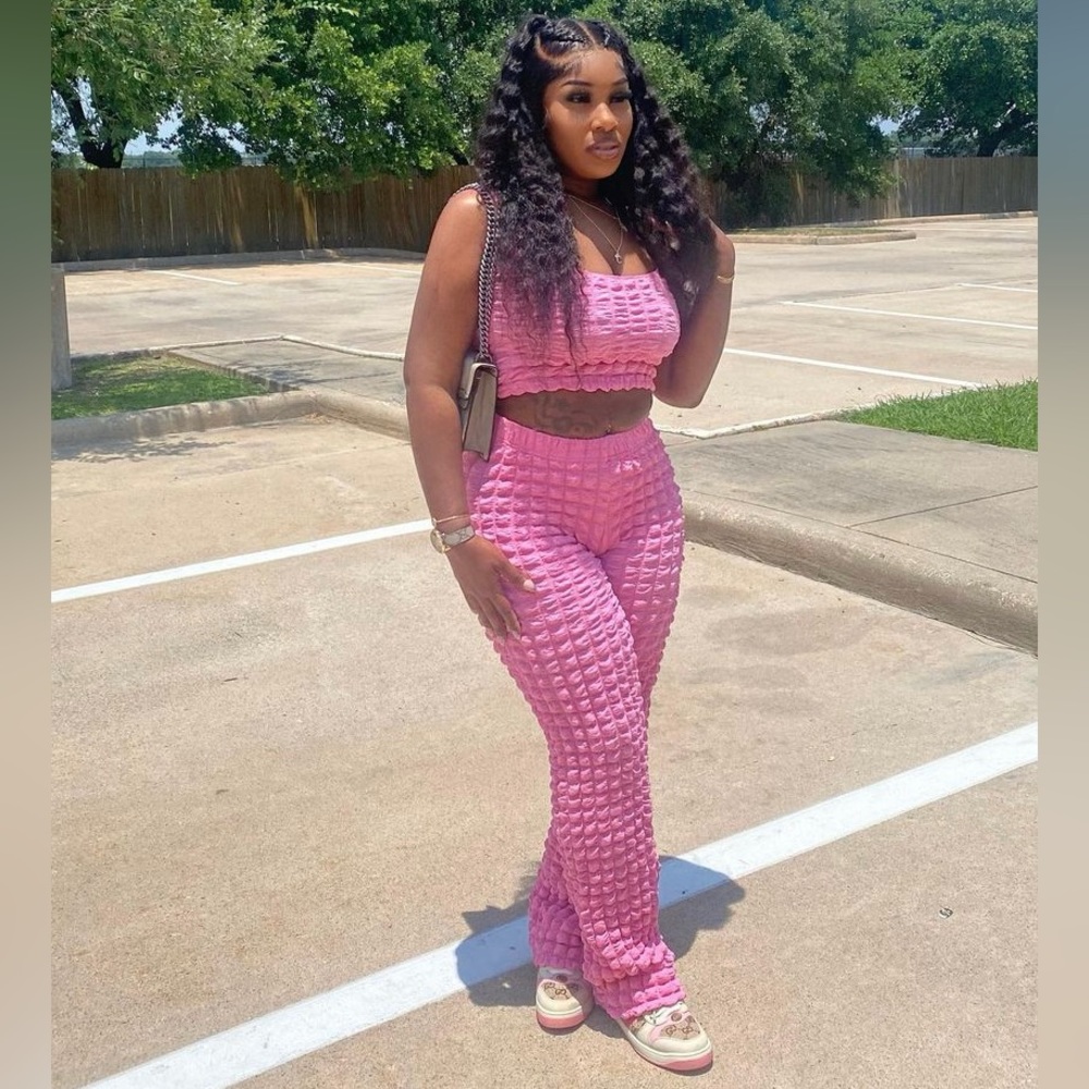 Two piece pants set with crop top